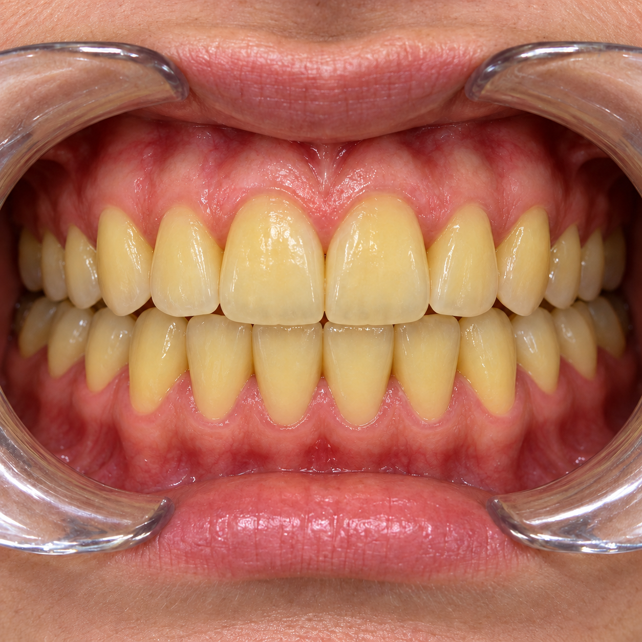 Teeth before using Whitely whitening strips
